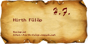 Hirth Fülöp névjegykártya
